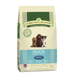James Wellbeloved:  PUPPY PERFORMANCE DUCK & RICE KIBBLE - 2kg